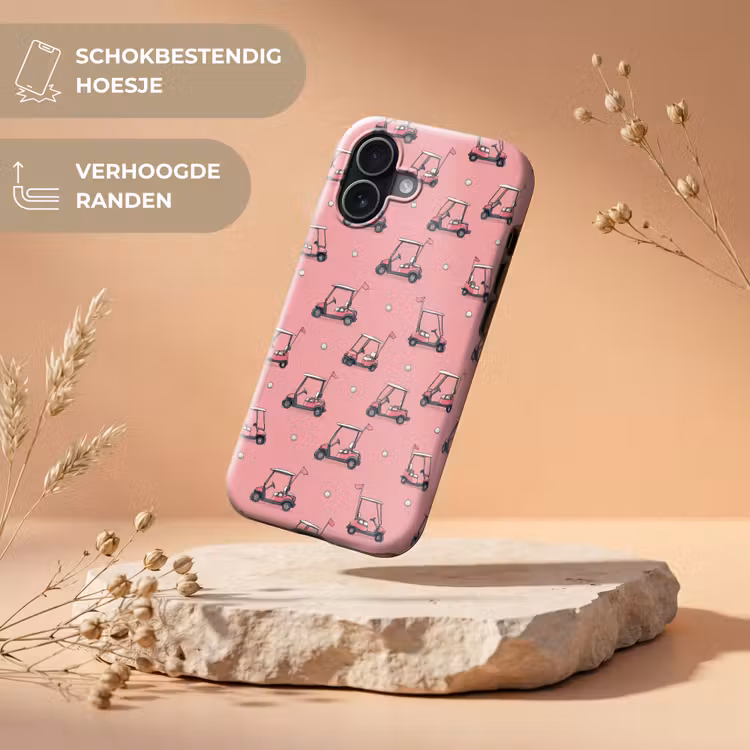Golfkar - Retro - Roze Toughcase MagSafe Apple iPhone 17 klein 1017 -USP_RandenV_NL