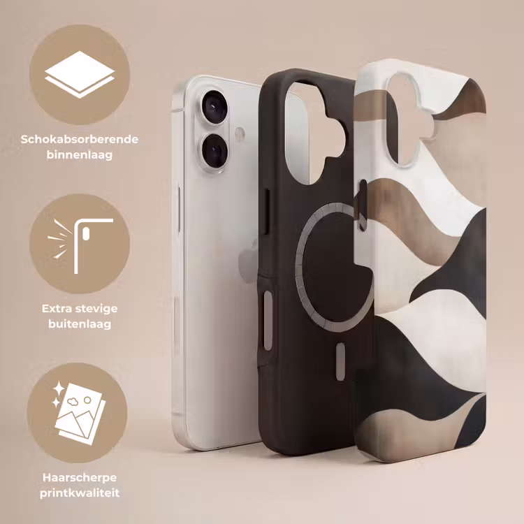 Golven - Abstract - Beige Toughcase MagSafe Apple iPhone 17 klein -USP_Lagen_NL