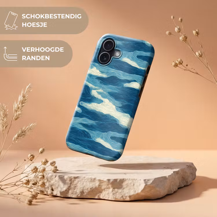 Golven - Abstract - Patroon - Blauw - Wit Toughcase MagSafe Apple iPhone 17 klein 1017 -USP_RandenV_NL