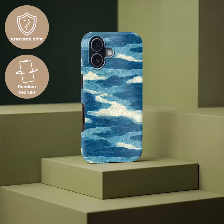 Golven - Abstract - Patroon - Blauw - Wit Toughcase MagSafe Apple iPhone 17 klein 1017 -USP_PrintM_NL