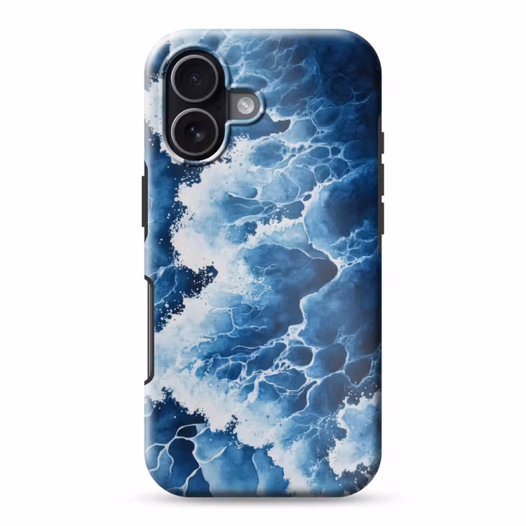 Golven - Blauw - Schuim Toughcase MagSafe Apple iPhone 17 klein -3d