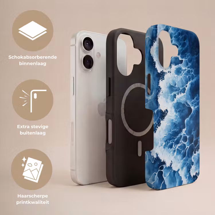 Golven - Blauw - Schuim Toughcase MagSafe Apple iPhone 17 klein -USP_Lagen_NL