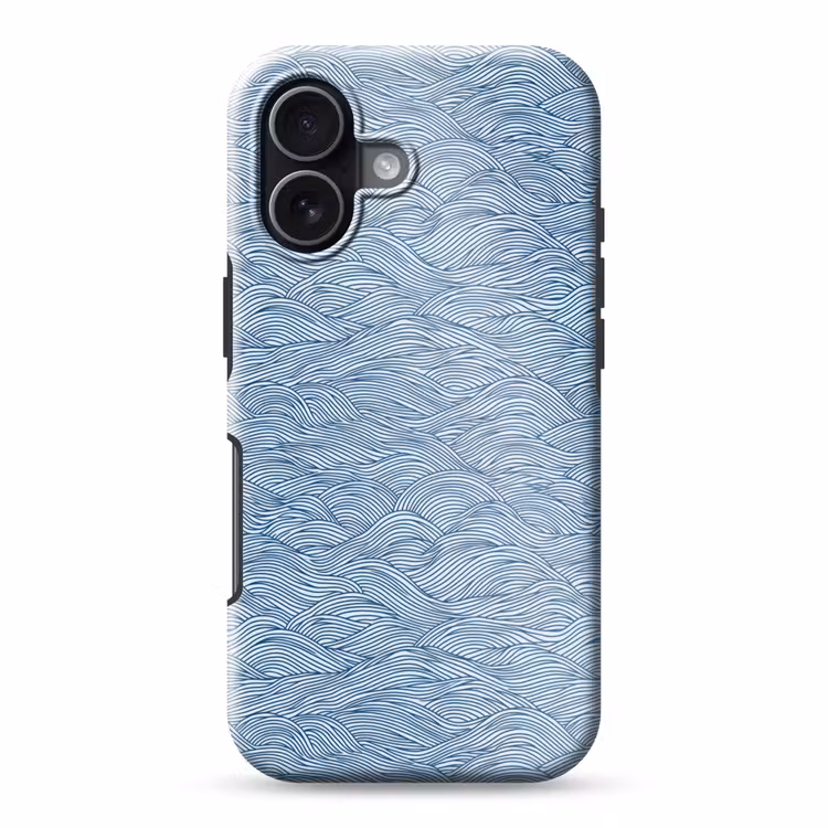 Golven - Ritmisch - Blauw Toughcase MagSafe Apple iPhone 17 klein 1017 -3d