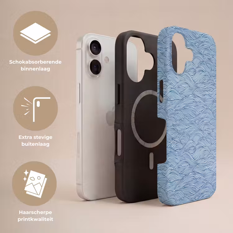 Golven - Ritmisch - Blauw Toughcase MagSafe Apple iPhone 17 klein 1017 -USP_Lagen_NL
