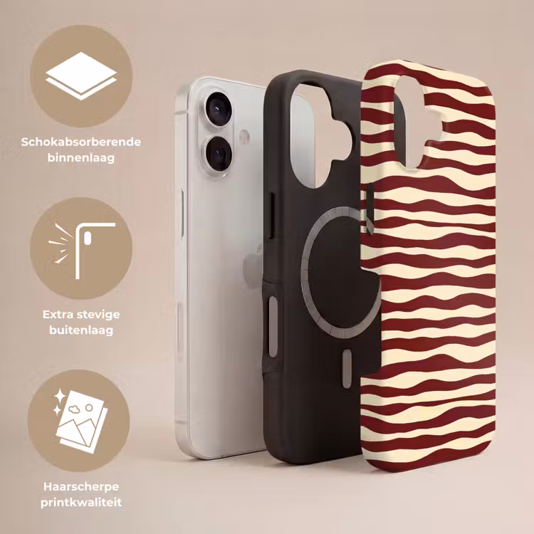 Golven - Rood - Patroon - Crème Toughcase MagSafe Apple iPhone 17 klein 1017 -USP_Lagen_NL