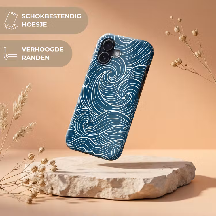 Golven - Spiraal - Water - Abstract - Blauw Toughcase MagSafe Apple iPhone 17 klein -USP_RandenV_NL