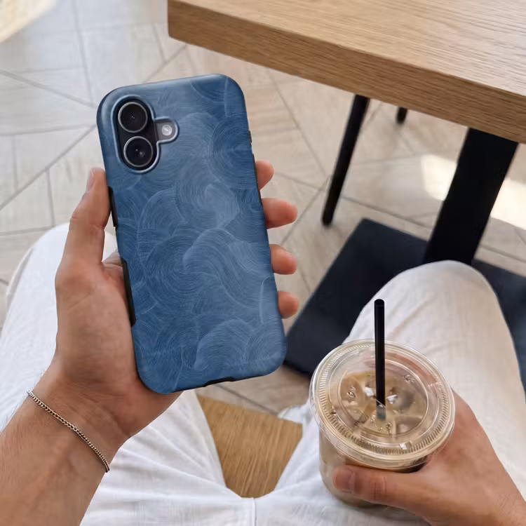 Golven - Textuur - Patroon - Blauw Toughcase MagSafe Apple iPhone 17 klein 1017 -Sfeer1M