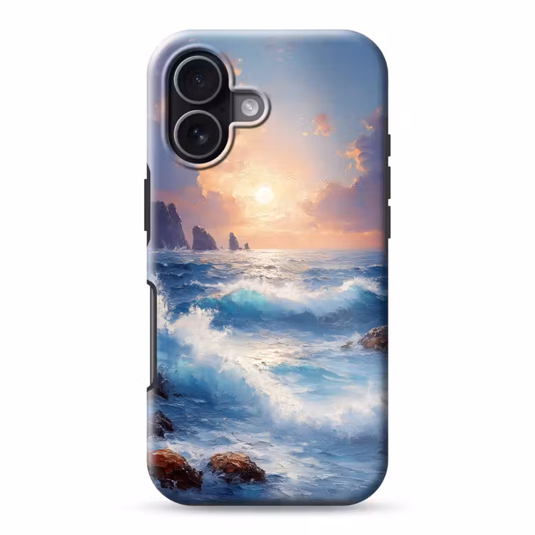 Golven - Zee - Kleurrijk - Rotsen Toughcase MagSafe Apple iPhone 17 klein -3d