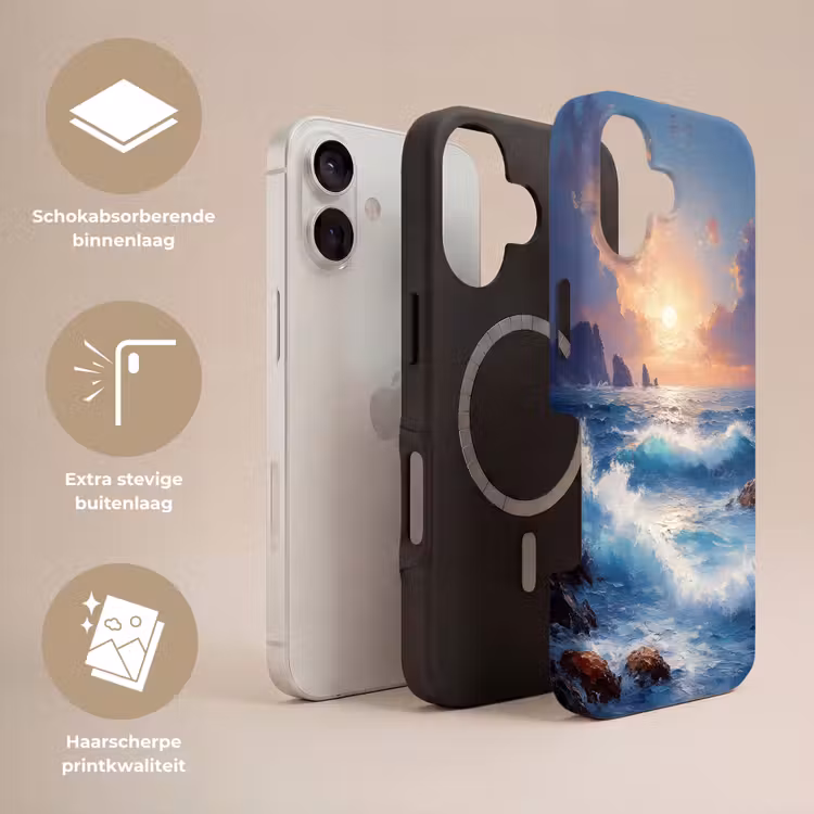Golven - Zee - Kleurrijk - Rotsen Toughcase MagSafe Apple iPhone 17 klein -USP_Lagen_NL