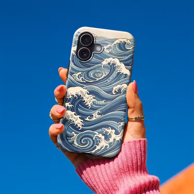 Golven - Zee - Natuur - Abstract - Blauw Toughcase MagSafe Apple iPhone 17 klein -Sfeer1V