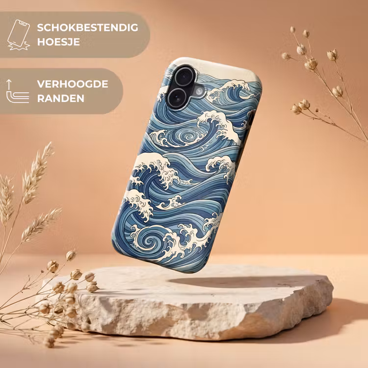 Golven - Zee - Natuur - Abstract - Blauw Toughcase MagSafe Apple iPhone 17 klein -USP_RandenV_NL
