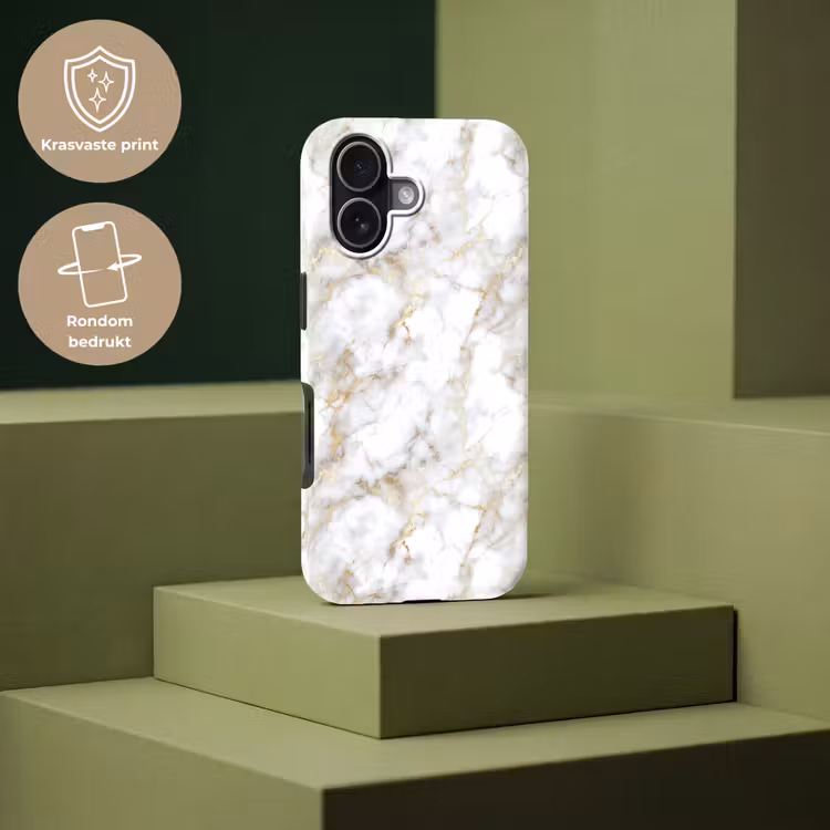 Gouden aders - Marmer - Wit Toughcase MagSafe Apple iPhone 17 klein 1017 -USP_PrintM_NL