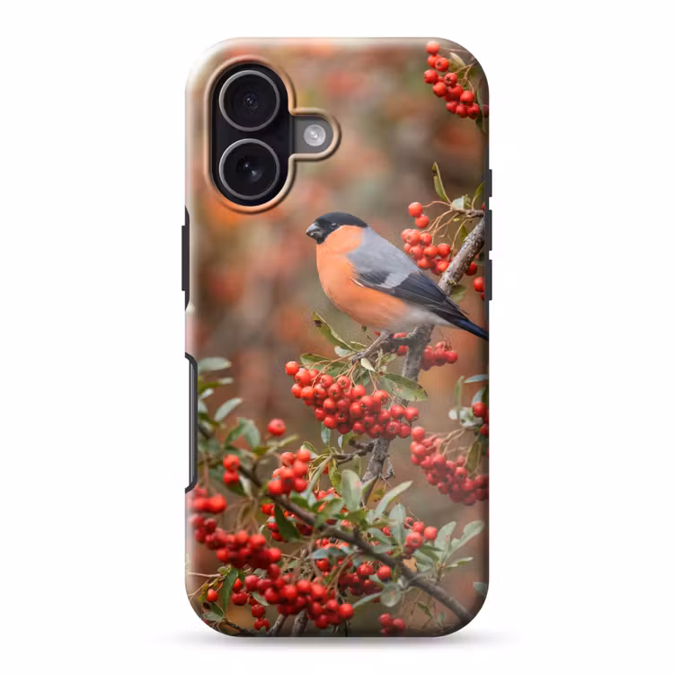 Goudvink - Bessen - Herfst - Natuur - Kleurrijk Toughcase MagSafe Apple iPhone 17 klein -3d
