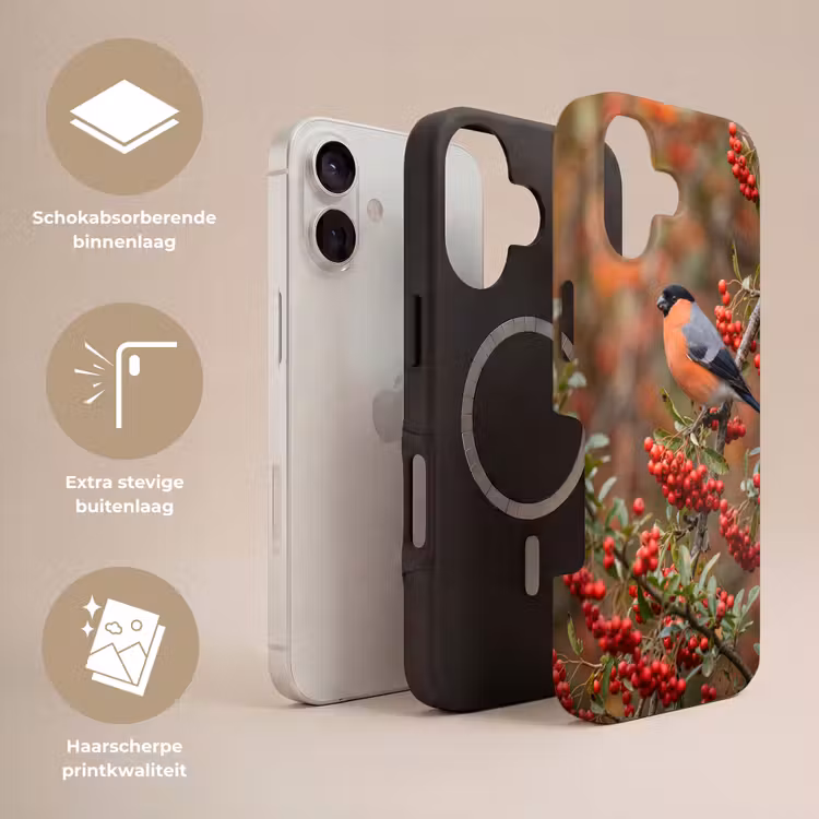 Goudvink - Bessen - Herfst - Natuur - Kleurrijk Toughcase MagSafe Apple iPhone 17 klein -USP_Lagen_NL