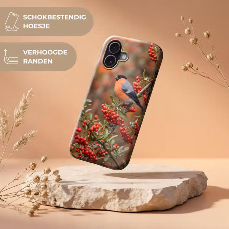 Goudvink - Bessen - Herfst - Natuur - Kleurrijk Toughcase MagSafe Apple iPhone 17 klein -USP_RandenV_NL