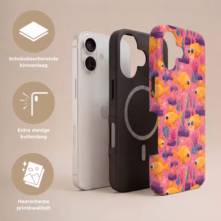 Goudvissen - Koraal - Kleurrijk Toughcase MagSafe Apple iPhone 17 klein 1017 -USP_Lagen_NL