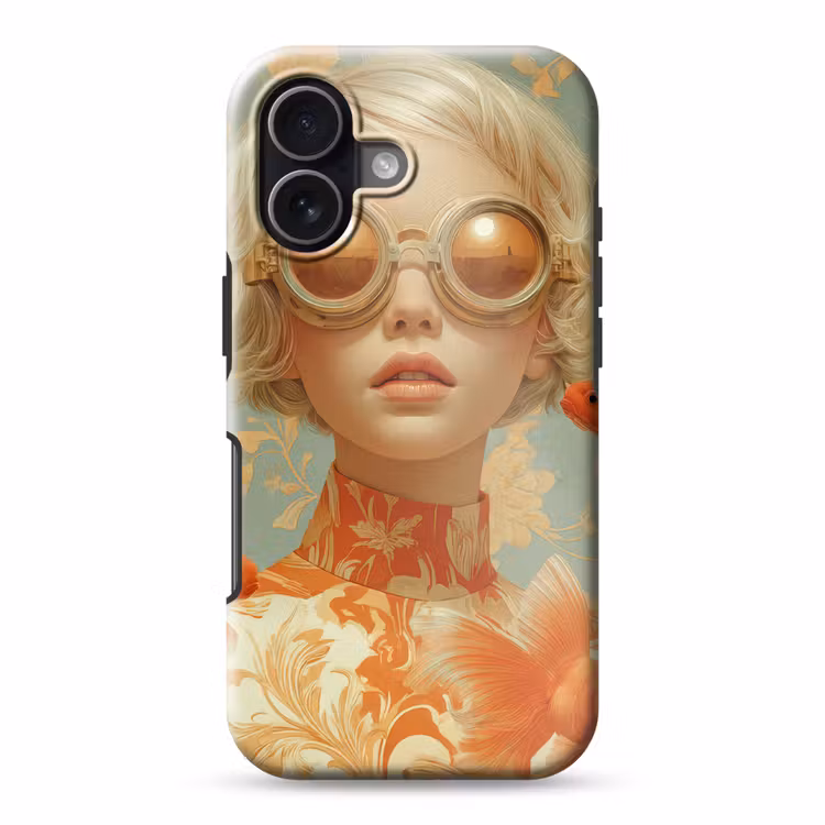 Goudvissen - Oranje - Vrouw - Blond Toughcase MagSafe Apple iPhone 17 klein -3d