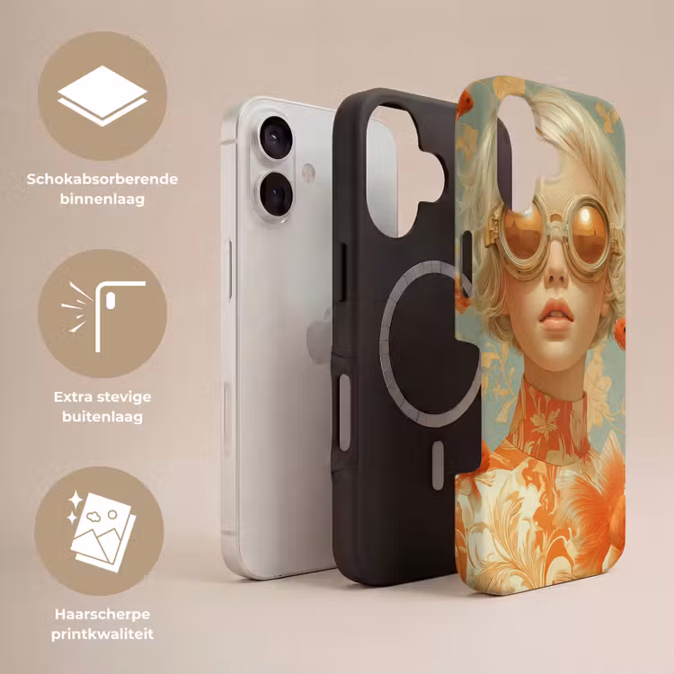 Goudvissen - Oranje - Vrouw - Blond Toughcase MagSafe Apple iPhone 17 klein -USP_Lagen_NL