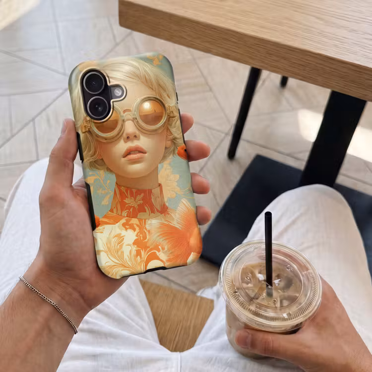 Goudvissen - Oranje - Vrouw - Blond Toughcase MagSafe Apple iPhone 17 klein -Sfeer1M