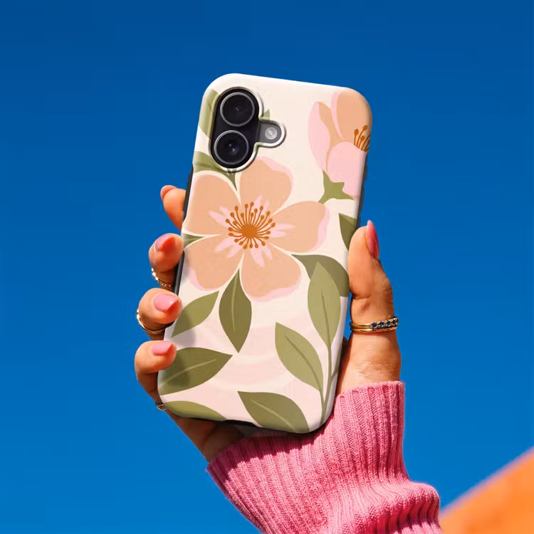 Grafisch - Bloemen - Roze Toughcase MagSafe Apple iPhone 17 klein -Sfeer1V
