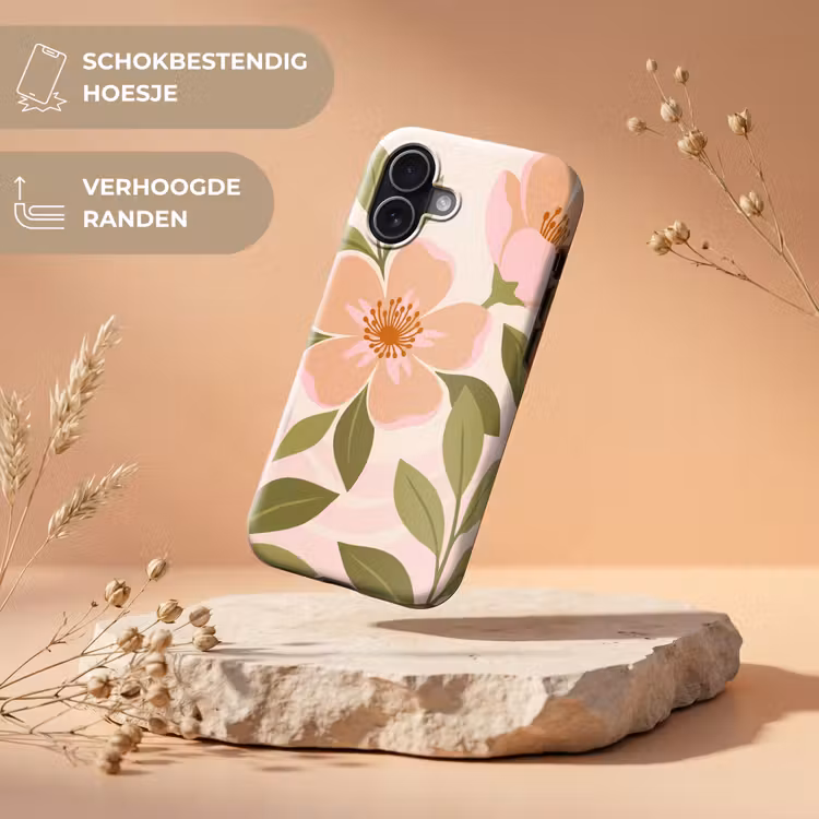 Grafisch - Bloemen - Roze Toughcase MagSafe Apple iPhone 17 klein -USP_RandenV_NL