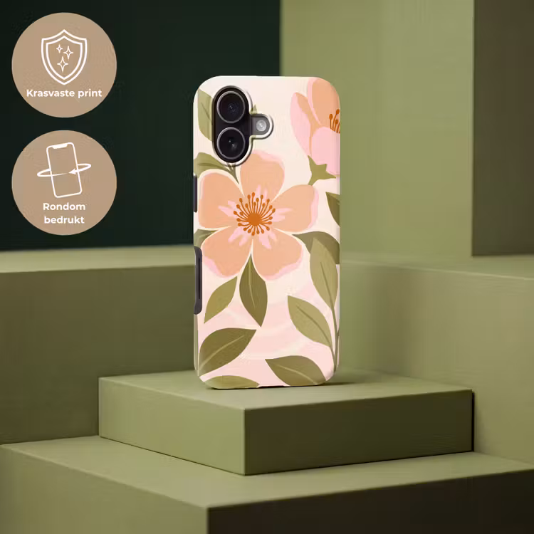Grafisch - Bloemen - Roze Toughcase MagSafe Apple iPhone 17 klein -USP_PrintM_NL