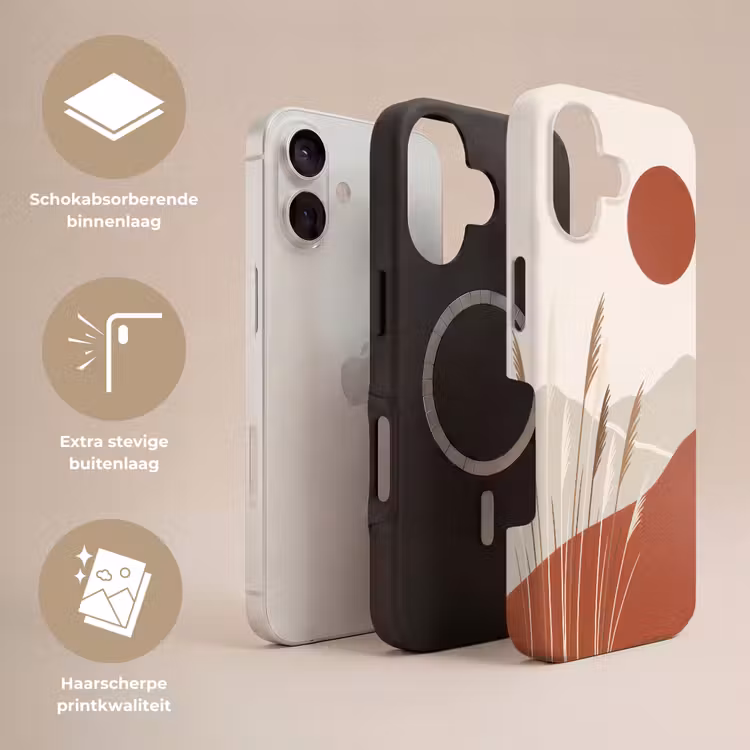 Gras - Landschap - Natuur - Abstract - Beige Toughcase MagSafe Apple iPhone 17 klein -USP_Lagen_NL