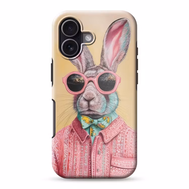 Grijs - Konijn - Blouse - Strik Toughcase MagSafe Apple iPhone 17 klein -3d