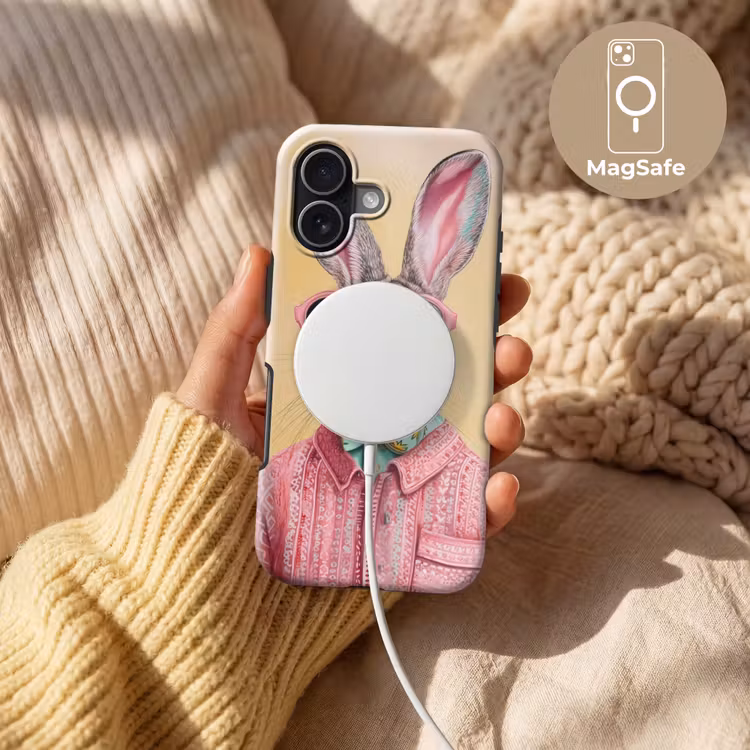 Grijs - Konijn - Blouse - Strik Toughcase MagSafe Apple iPhone 17 klein -USP_MagsafeV