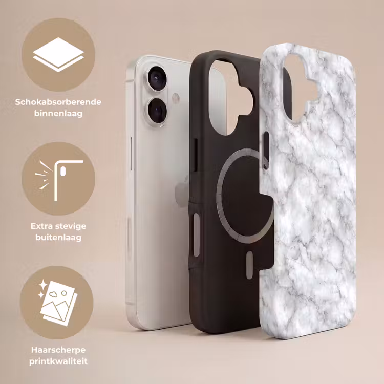 Grijs - Marmer - Klassiek - Aders Toughcase MagSafe Apple iPhone 17 klein 1017 -USP_Lagen_NL