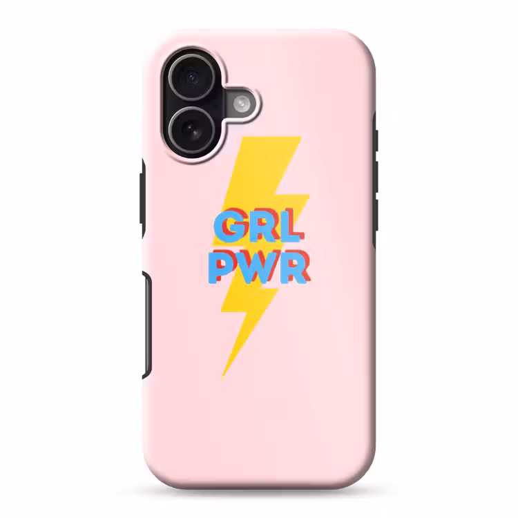 Grl pwr - Bliksem - Roze Toughcase MagSafe Apple iPhone 17 klein -3d