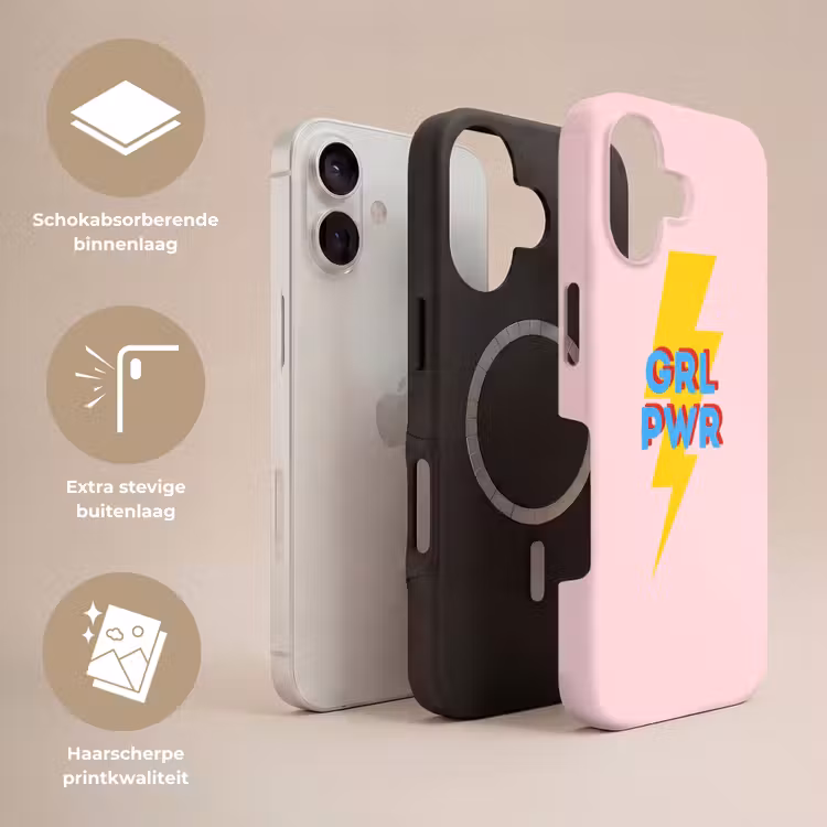 Grl pwr - Bliksem - Roze Toughcase MagSafe Apple iPhone 17 klein -USP_Lagen_NL