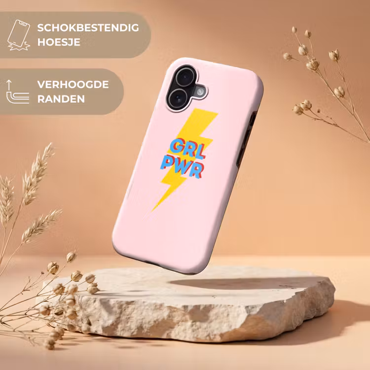 Grl pwr - Bliksem - Roze Toughcase MagSafe Apple iPhone 17 klein -USP_RandenV_NL
