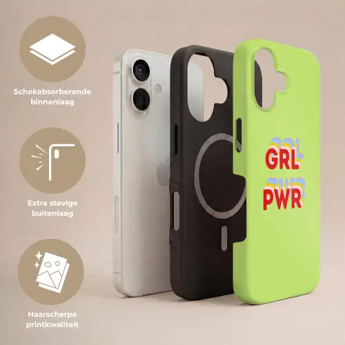 Grl pwr - Groen - Rood - 3D Toughcase MagSafe Apple iPhone 17 klein -USP_Lagen_NL