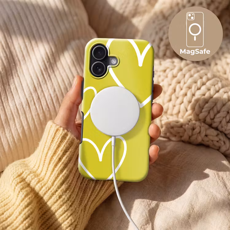 Groen - Hartjes - Wit Toughcase MagSafe Apple iPhone 17 klein -USP_MagsafeV