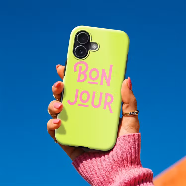 Groen - Roze bonjour - art-deco Toughcase MagSafe Apple iPhone 17 klein -Sfeer1V