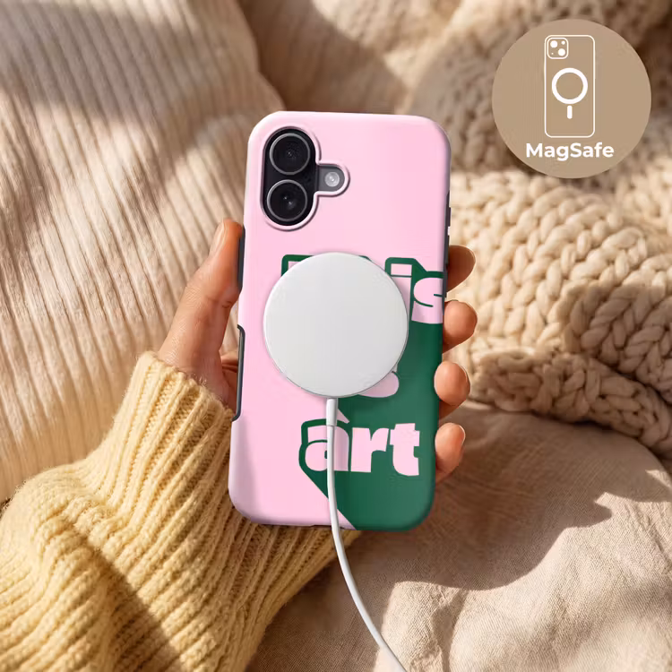 Groen - Teskt - This is art - Roze Toughcase MagSafe Apple iPhone 17 klein -USP_MagsafeV