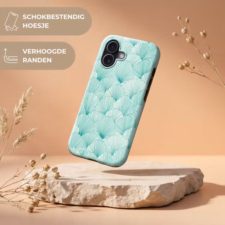 Groen - Wit - Ginko - Getekend - Textuur Toughcase MagSafe Apple iPhone 17 klein 1017 -USP_RandenV_NL