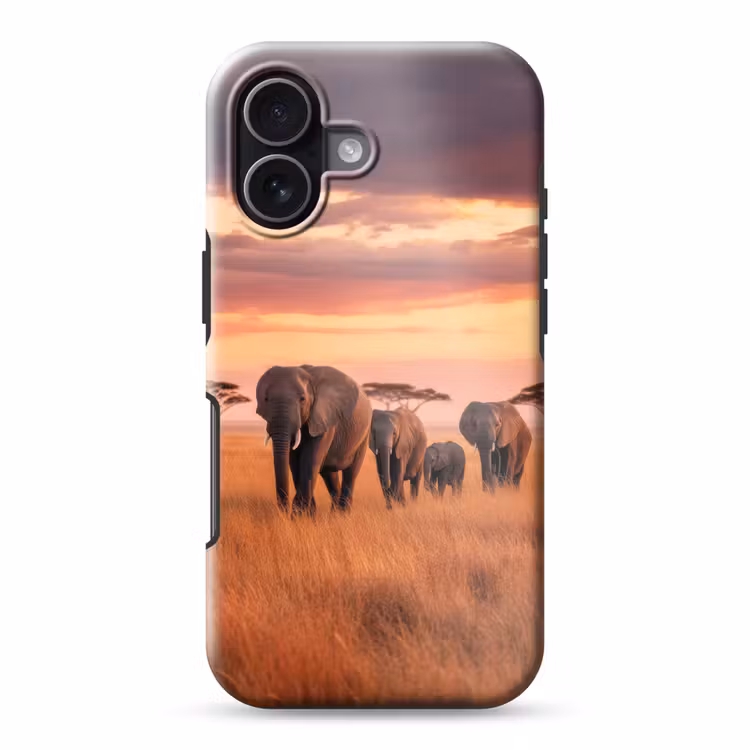 Groep olifanten - Open vlakte - Zon Toughcase MagSafe Apple iPhone 17 klein -3d