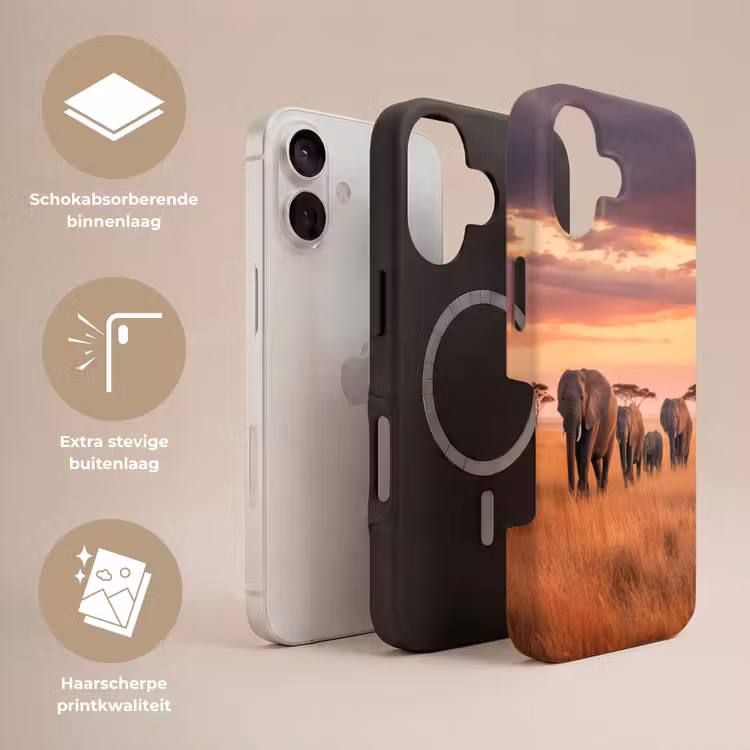 Groep olifanten - Open vlakte - Zon Toughcase MagSafe Apple iPhone 17 klein -USP_Lagen_NL