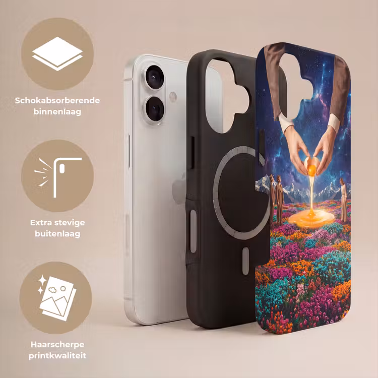 Telefoonhoesje Toughcase - Handen - Ei - Surrealisme - Handen - Ei - Surrealisme Toughcase MagSafe Apple iPhone 17 klein