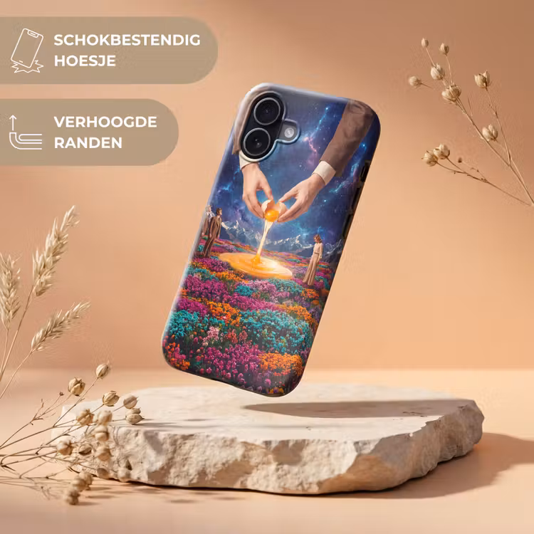 Telefoonhoesje Toughcase - Handen - Ei - Surrealisme - Handen - Ei - Surrealisme Toughcase MagSafe Apple iPhone 17 klein