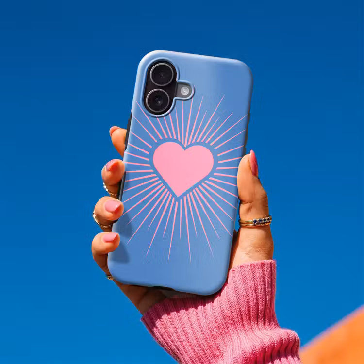 Hart - Stralen - Liefde - Modern - Roze Toughcase MagSafe Apple iPhone 17 klein -Sfeer1V