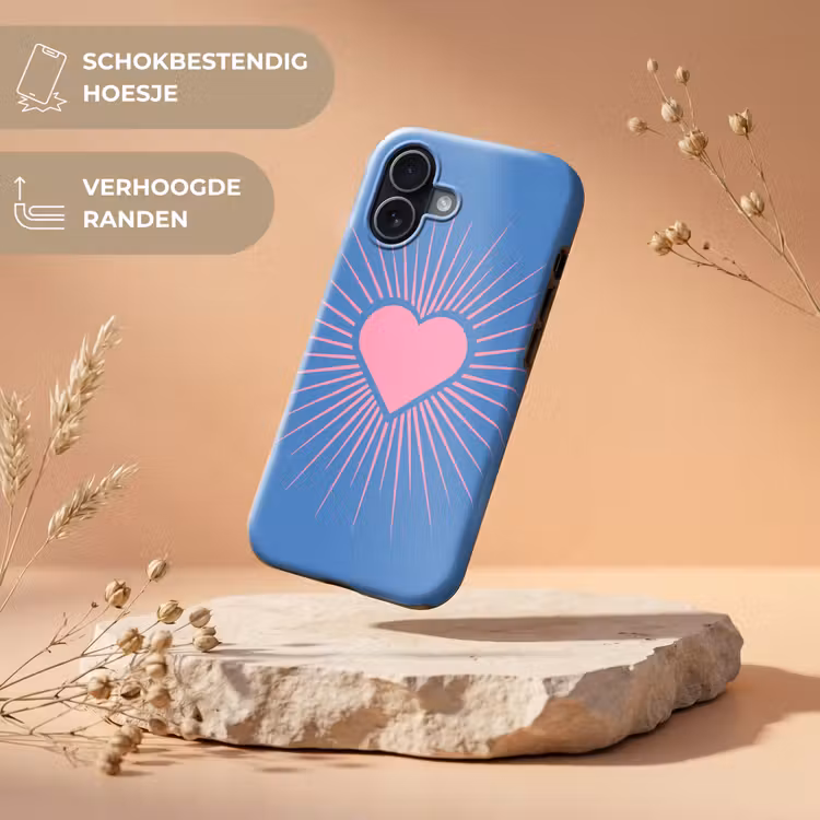 Hart - Stralen - Liefde - Modern - Roze Toughcase MagSafe Apple iPhone 17 klein -USP_RandenV_NL