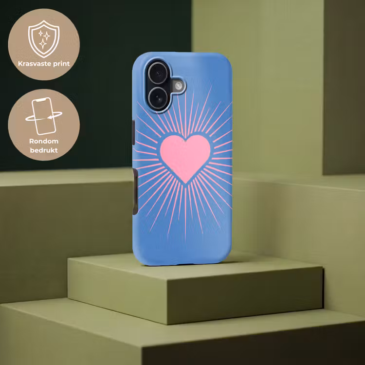 Hart - Stralen - Liefde - Modern - Roze Toughcase MagSafe Apple iPhone 17 klein -USP_PrintM_NL