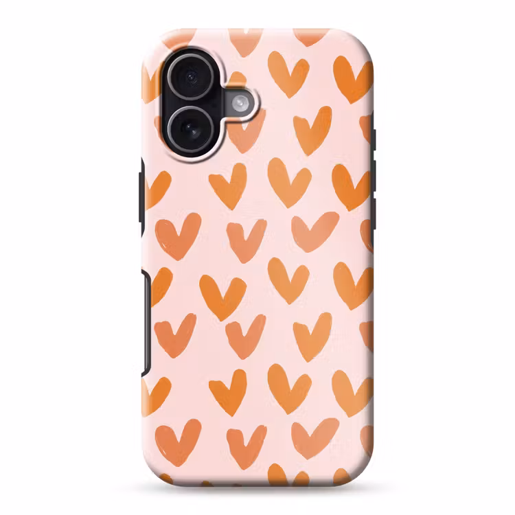 Hartjes - Getekend - Oranje Toughcase MagSafe Apple iPhone 17 klein 1017 -3d