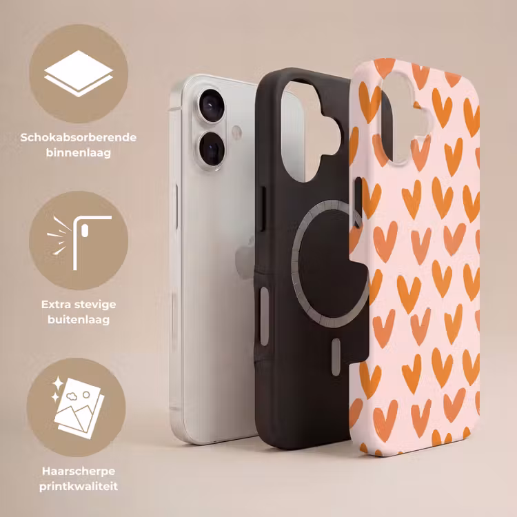Hartjes - Getekend - Oranje Toughcase MagSafe Apple iPhone 17 klein 1017 -USP_Lagen_NL