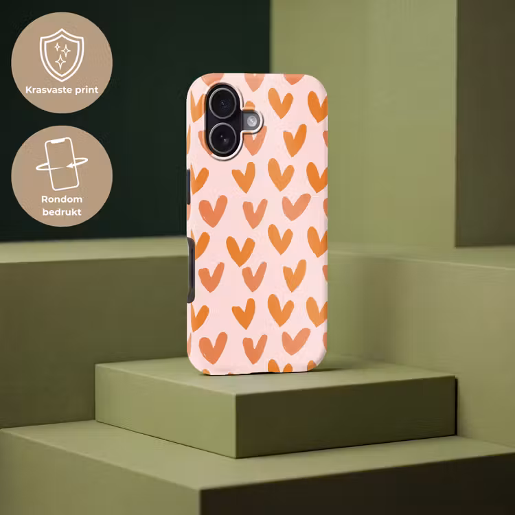 Hartjes - Getekend - Oranje Toughcase MagSafe Apple iPhone 17 klein 1017 -USP_PrintM_NL