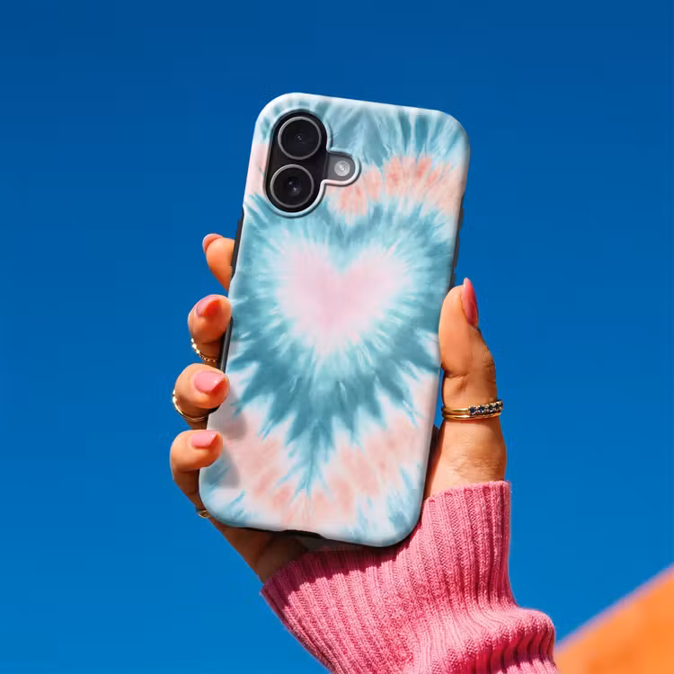 Hartvormig - Tie dye - Pasteltinten - Lichtgroen Toughcase MagSafe Apple iPhone 17 klein -Sfeer1V