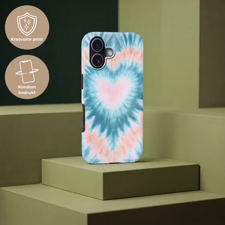 Hartvormig - Tie dye - Pasteltinten - Lichtgroen Toughcase MagSafe Apple iPhone 17 klein -USP_PrintM_NL